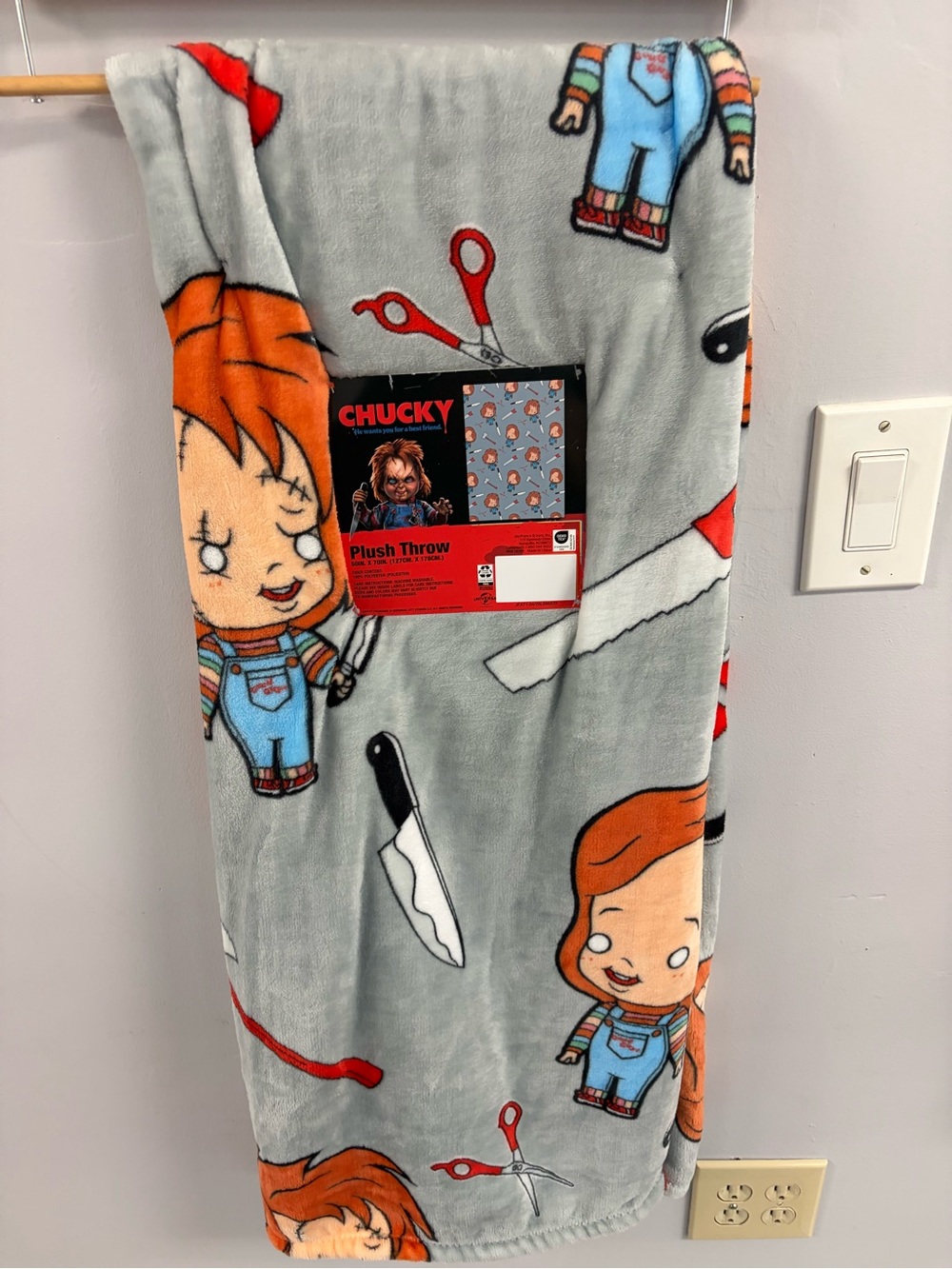 Chucky halloween Plush Throw Blanket - Gray